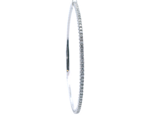 14K White Gold Round Diamond Flex Bangle (1.45 cttw)