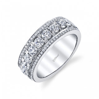 Three Row Diamond Anniversary Ring In White Gold
