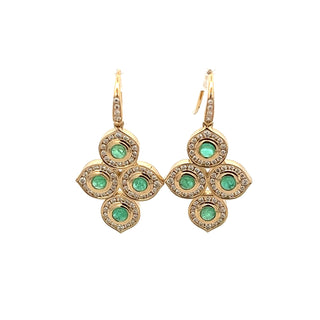 18KY Mogul Earrings with Emeralds and diamonds