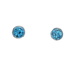 Sterling Silver Smooth Blue Topaz Stud Earrings