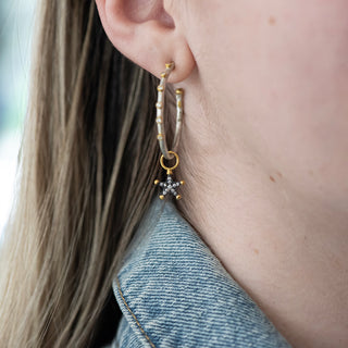 24K Gold & Ox Svr Star Ear Cha