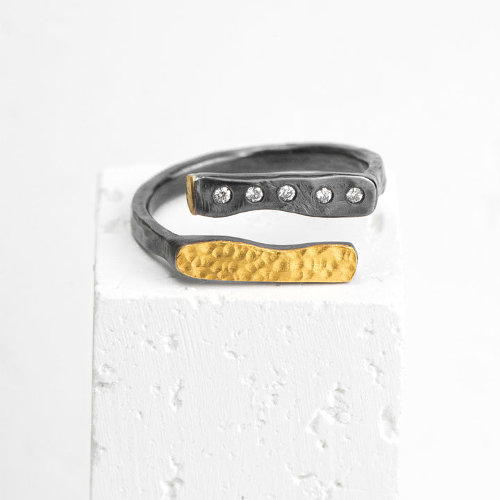 24K Fusion Gold and Oxidized Silver "SPLIT" Ring