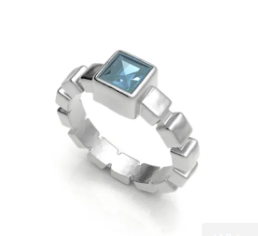 Ice Cube Band Blue Topaz .925 Sterling Silver Ring