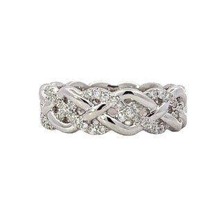 Braided Design Diamond Ring In White Gold
