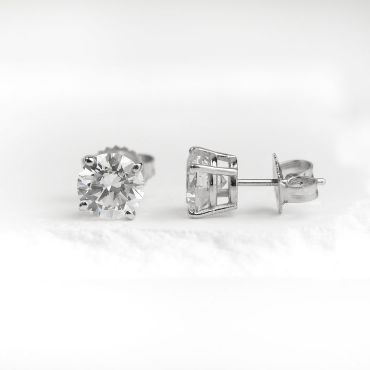 14K White Gold Lab Diamond Stud Earrings (2.66 carat)