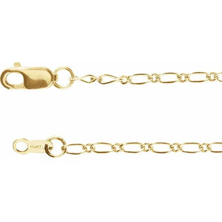 14K Yellow 1.5 mm Figaro 18" Chain