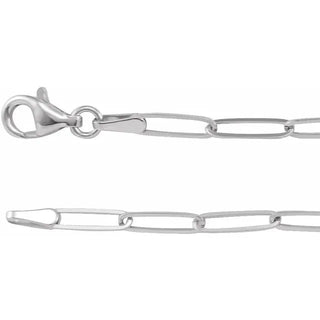 14K White 2.6 mm Paperclip-Style 18" Chain