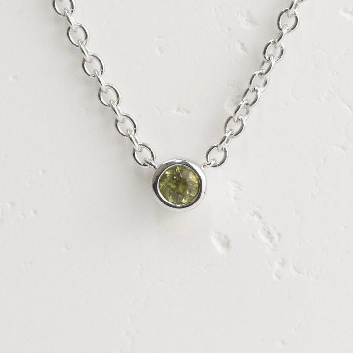 Sterling Silver Peridot Bezel Station Necklace