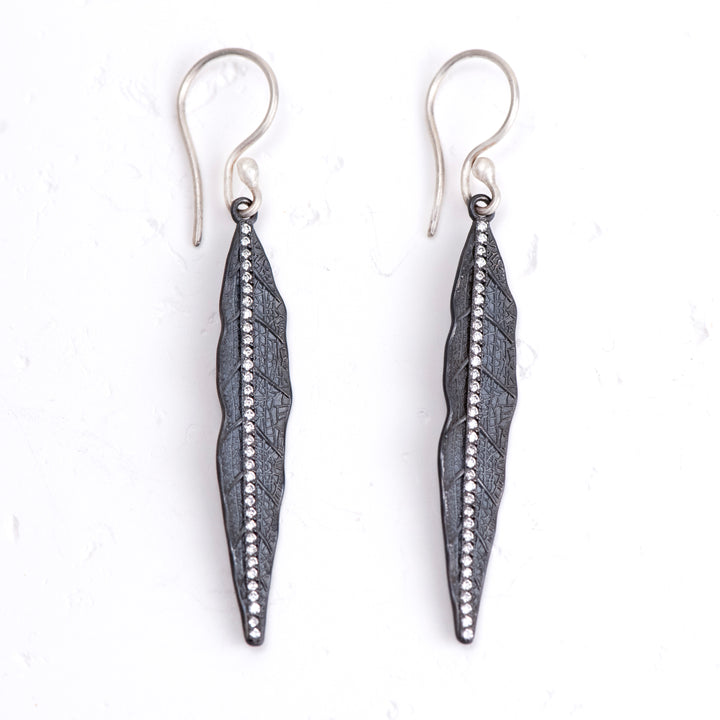 Oxidized Sterling Silver Diamond "WILLOW" Earrings