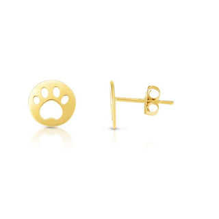 14KY 7.6mm Cut-Out Paw Print Earrings