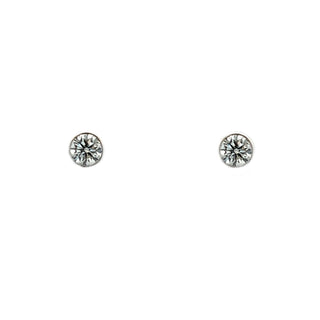 0.47cttw Bezel Set Diamond Stud Earrings In White Gold