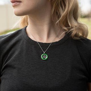 Sterling Silver Green Circle C