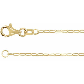 14K Yellow 1.25 mm Paperclip-Style 18" Chain