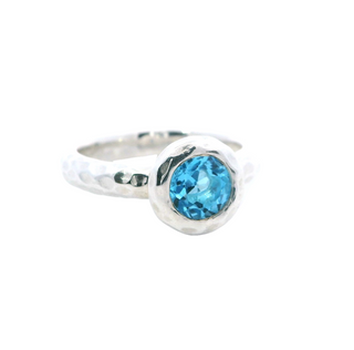 Sterling Silver Ripples With Blue Topaz Ring