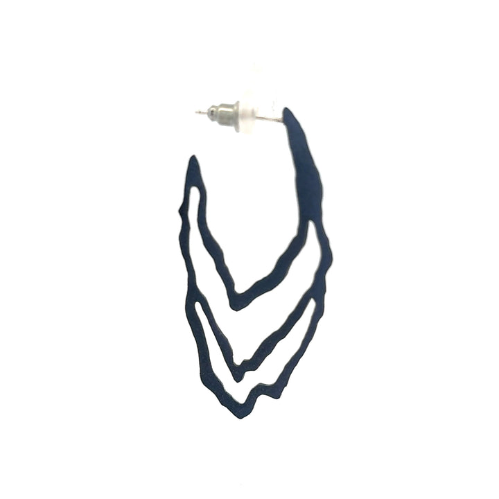 Copper Tree Ring Hoop earrings with Blue Powder Coat