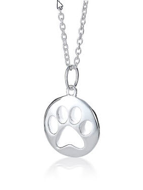 Sterling Silver Pawprint Token Pendant Necklace 16-18"