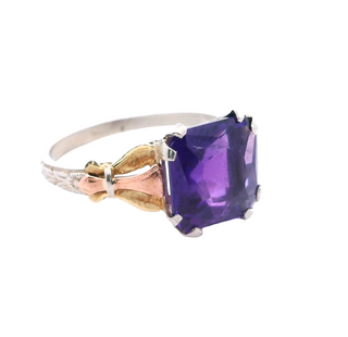 14K Tri Color Amethyst Ring