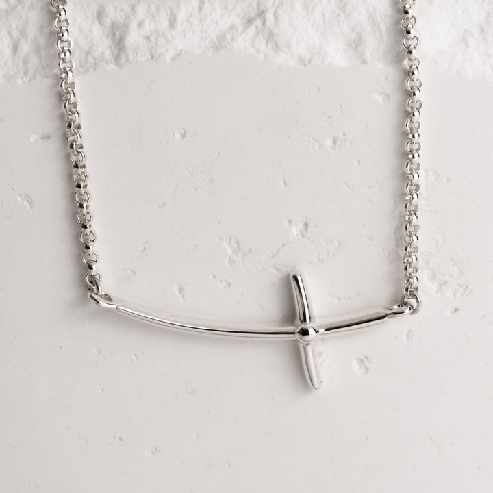 SS Sideways Cross Necklace