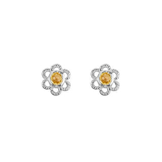 Sterling Silver Citrine Flower Stud Earrings