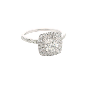 1.20cttw Diamond Double Halo Engagement Ring In White Gold