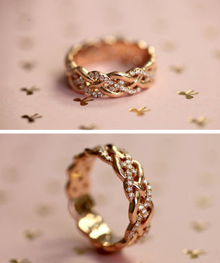 Braided Design Diamond Ring In White Gold