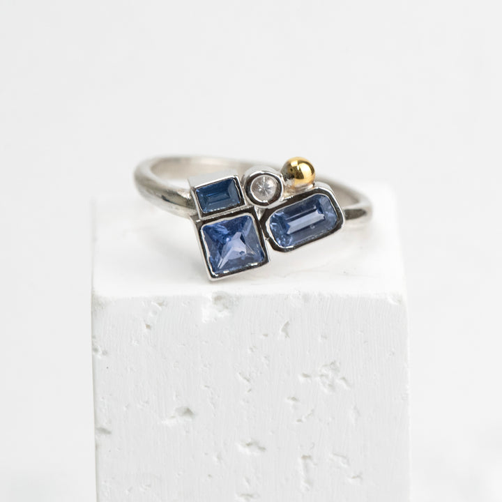 Sterling Silver and 24k Yellow Gold "PRISMIC" Sapphire Cluster Ring