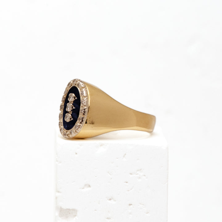 14KY .15ctw Dia & Enamel mens