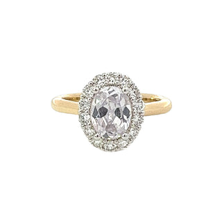 Oval Diamond Halo Engagement Ring Semi-Mount In Yellow Gold