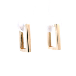 14K Yellow Gold Rectangle Huggie Hoops with Snap Clasp