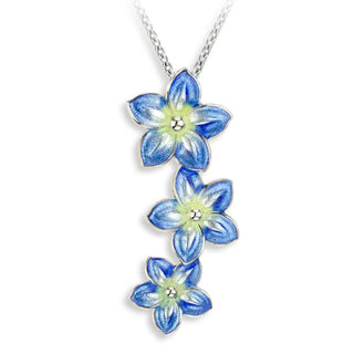 Sterling Silver Blue Forget-me-Not with white sapphires and  20" adj Rolo Chain