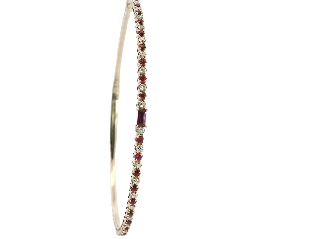 14KY Ruby & Dia Flex Bangle BG
