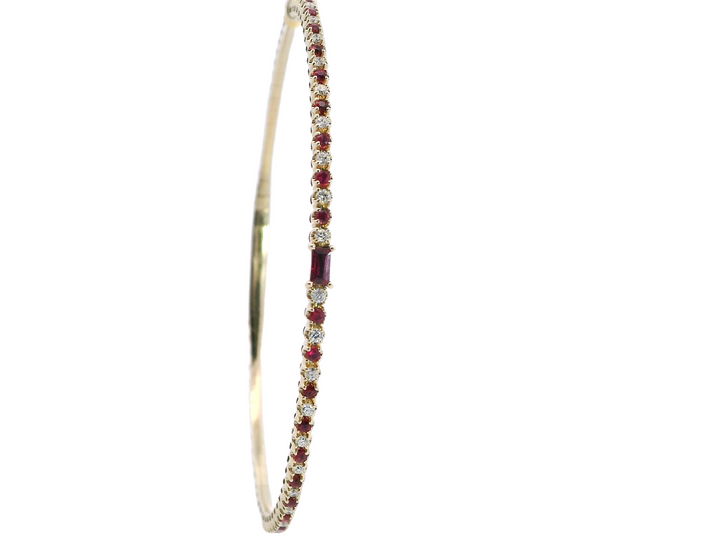 14KY Ruby & Dia Flex Bangle BG