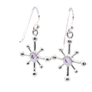 Earrings (Satellite Drop With Amethyst) .925 Sterling Silver