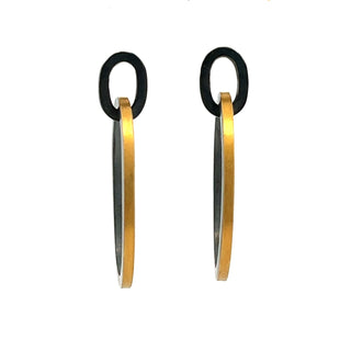 24K Fusion Gold & Oxidized Silver “CAROLINE” Earrings, 18k posts & Sterling Silver Jumbo Backings
