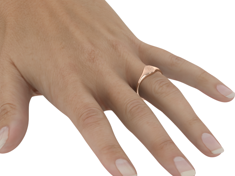 Minimalist Ladies’ Signet Ring – Custom Script Initial, Solid 14K Rose Gold