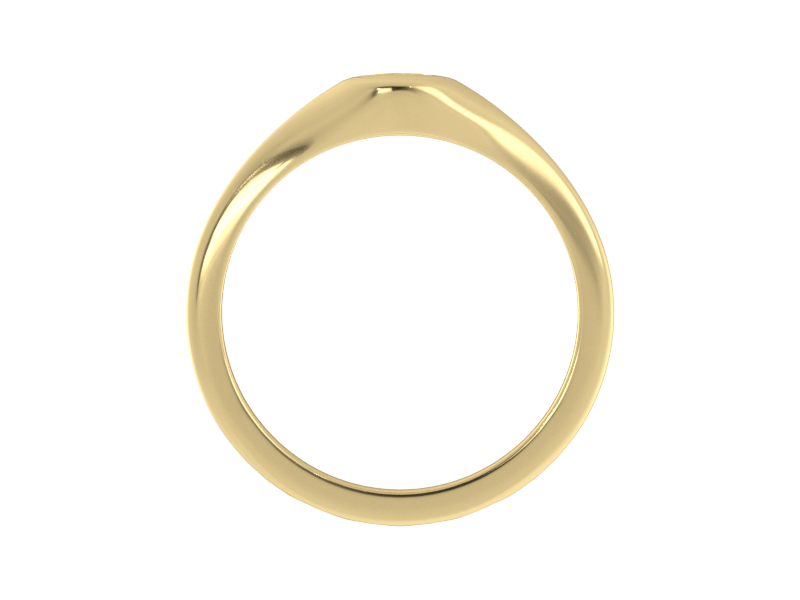 Minimalist ladies’ signet ring with custom script initial in solid 14K yellow gold. Dainty, heirloom-quality personalized jewelry for women.
