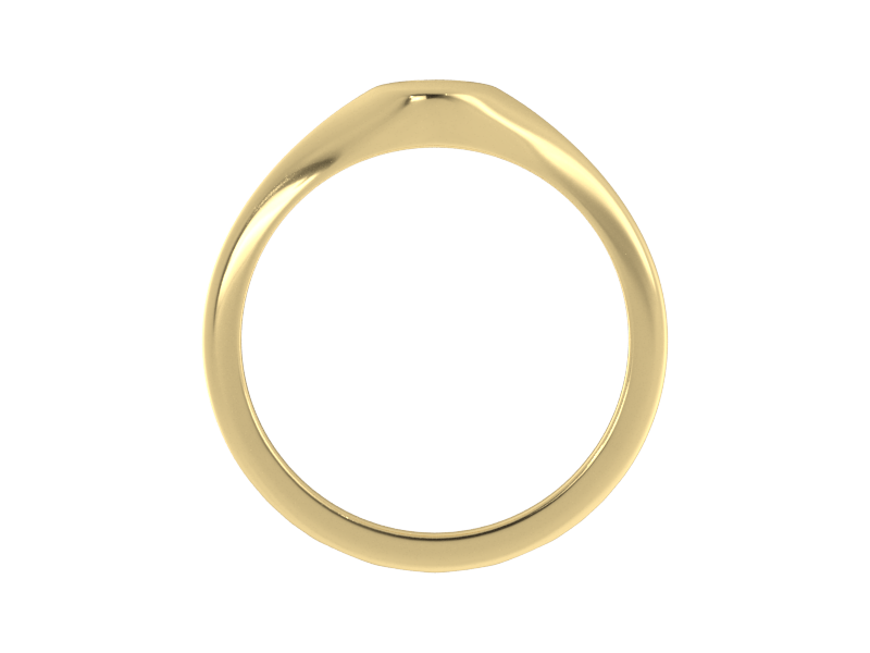 Minimalist ladies’ signet ring with custom script initial in solid 14K yellow gold. Dainty, heirloom-quality personalized jewelry for women.