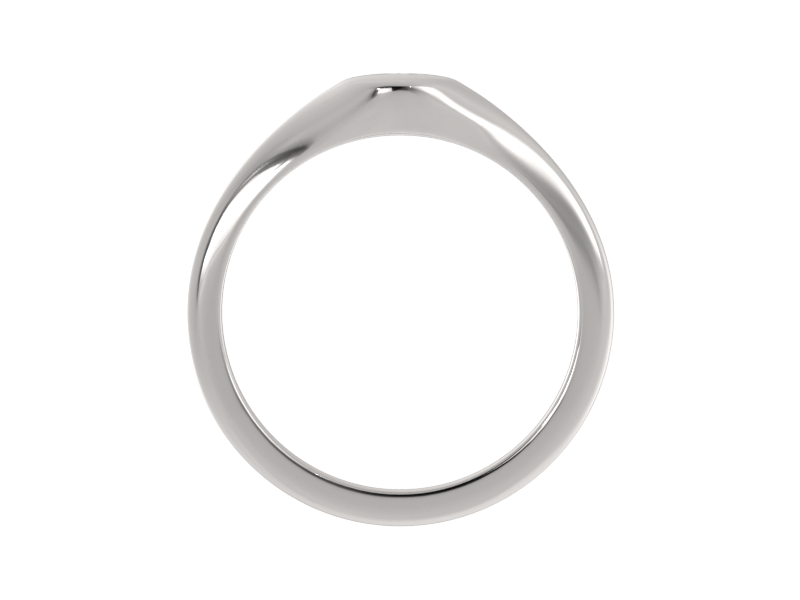 Minimalist ladies’ signet ring with custom script initial in solid gold or silver. Dainty, heirloom-quality personalized jewelry for women.