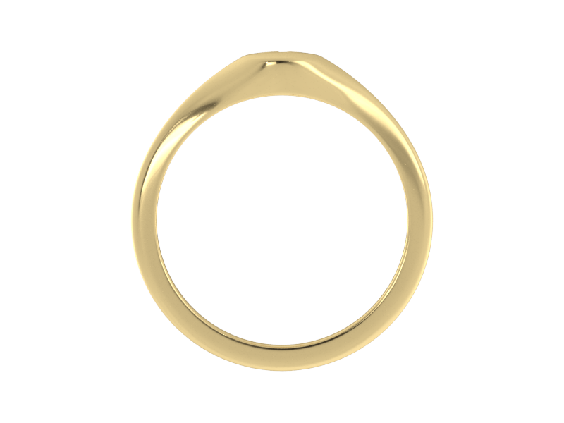 Minimalist ladies’ signet ring with custom script initial in solid 14K yellow gold. Dainty, heirloom-quality personalized jewelry for women.
