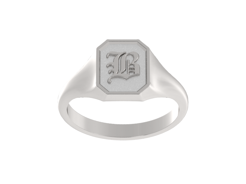Classic men's signet ring, traditional octagonal face, custom initial in solid 14k gold or sterling silver. Heavyweight, heirloom quality personalized gift for men.