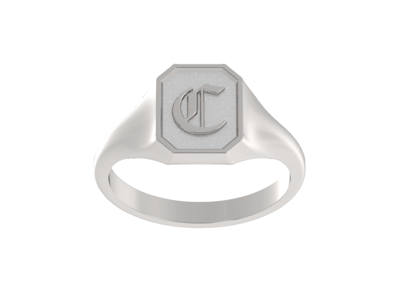 Classic men's signet ring, traditional octagonal face, custom initial in solid 14k gold or sterling silver. Heavyweight, heirloom quality personalized gift for men.
