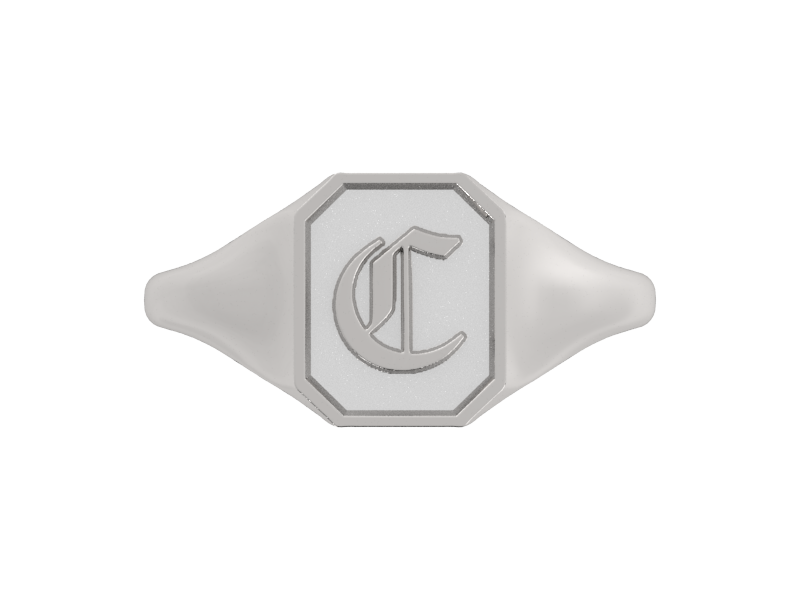 Classic men's signet ring, traditional octagonal face, custom initial in solid 14k gold or sterling silver. Heavyweight, heirloom quality personalized gift for men.