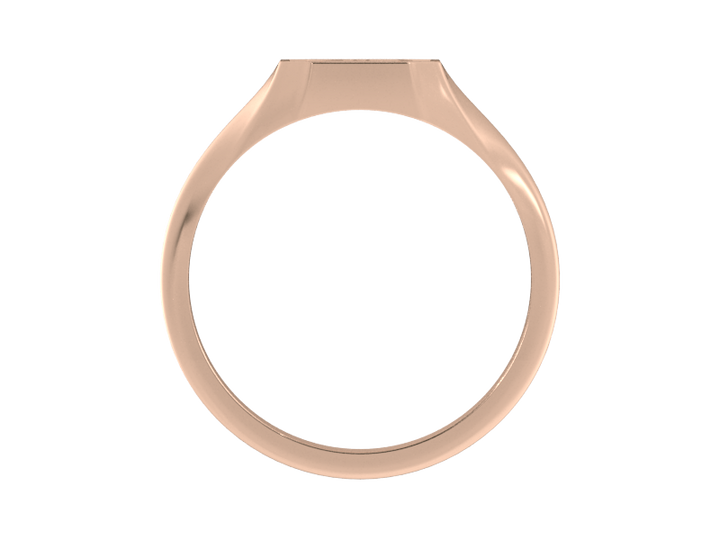 Classic men's signet ring, traditional octagonal face, custom initial in solid 14k rose gold. Heavyweight, heirloom quality personalized gift for men.