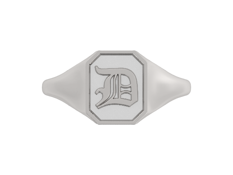 Classic men's signet ring, traditional octagonal face, custom initial in solid 14k gold or sterling silver. Heavyweight, heirloom quality personalized gift for men.