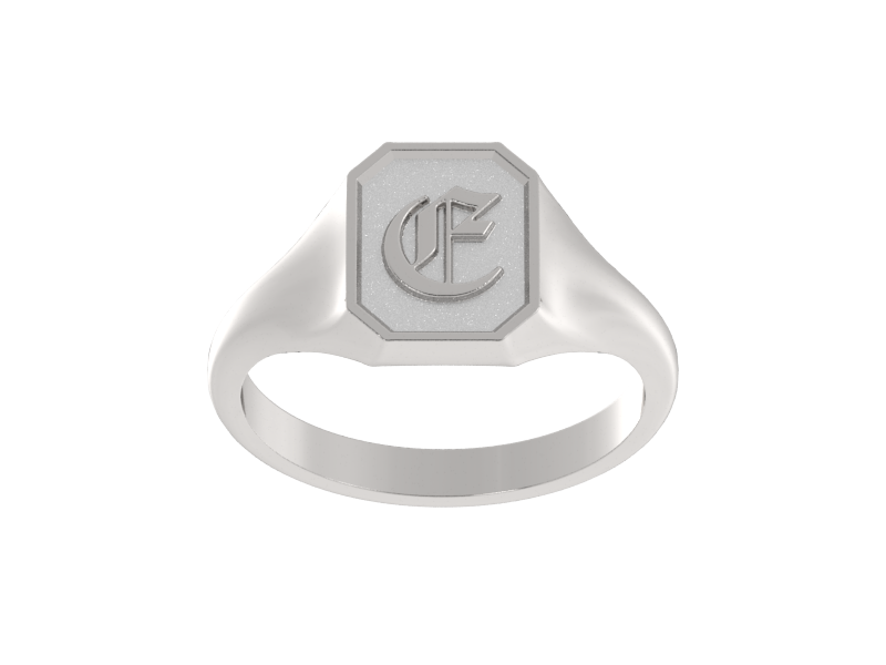 Classic men's signet ring, traditional octagonal face, custom initial in solid 14k gold or sterling silver. Heavyweight, heirloom quality personalized gift for men.