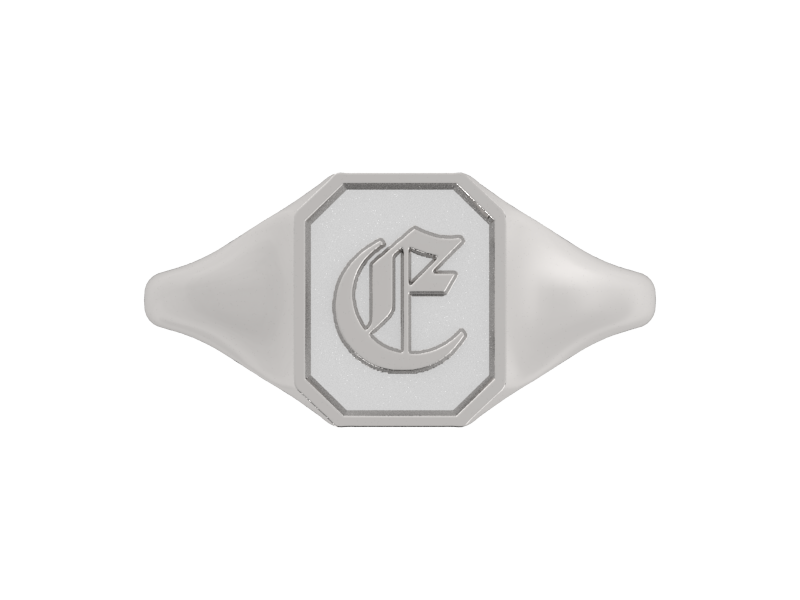 Classic men's signet ring, traditional octagonal face, custom initial in solid 14k gold or sterling silver. Heavyweight, heirloom quality personalized gift for men.