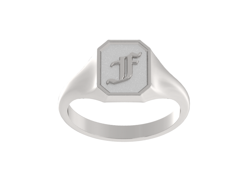 Classic men's signet ring, traditional octagonal face, custom initial in solid 14k gold or sterling silver. Heavyweight, heirloom quality personalized gift for men.