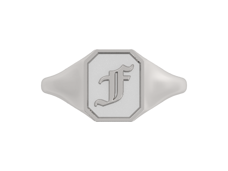 Classic men's signet ring, traditional octagonal face, custom initial in solid 14k gold or sterling silver. Heavyweight, heirloom quality personalized gift for men.