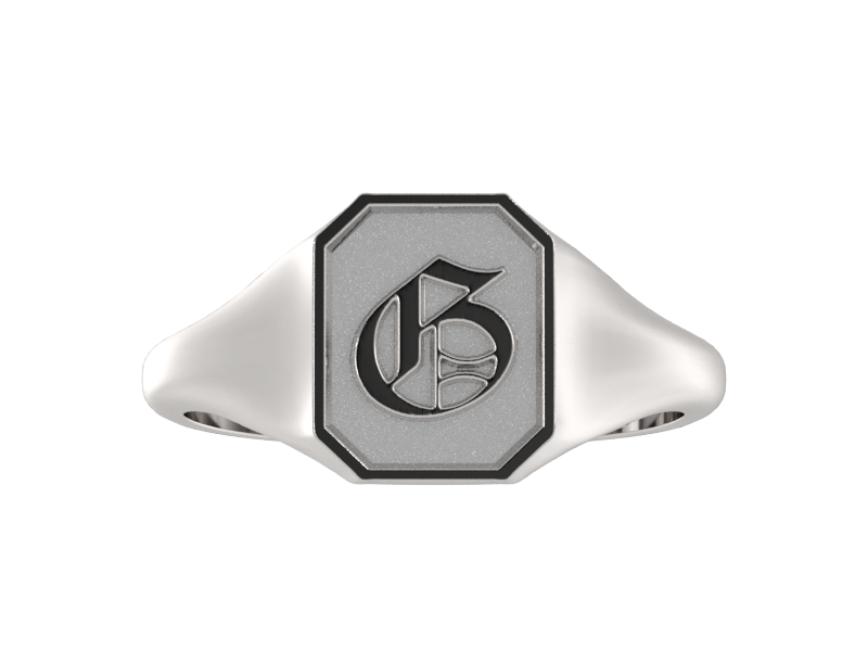 Classic men's signet ring, traditional octagonal face, custom initial in solid 14k gold or sterling silver. Heavyweight, heirloom quality personalized gift for men.