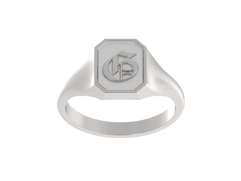 Classic men's signet ring, traditional octagonal face, custom initial in solid 14k gold or sterling silver. Heavyweight, heirloom quality personalized gift for men.